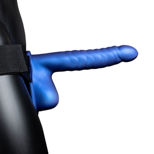 Harnais Strié Creux avec Boules - 8 / 21 cm - Bleu Métallique