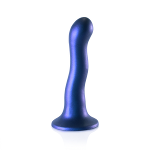 Dildo Curvy G-Spot Ultra Doux en Silicone - 7'' / 17 cm - Bleu Métallique