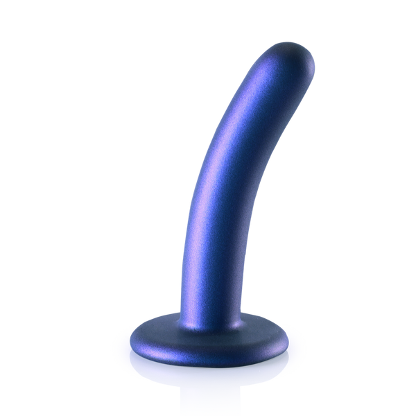 Dildo G-Spot en silicone lisse - 5'' / 12 cm - Bleu métallisé