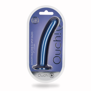 Gode en silicone lisse pour le point G - 7'' / 17 cm - Bleu métallique