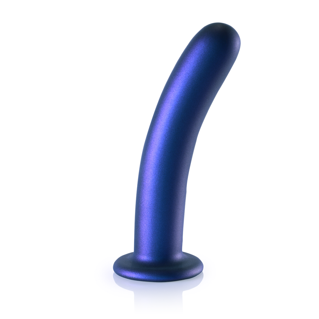 Gode en silicone lisse pour le point G - 7'' / 17 cm - Bleu métallique