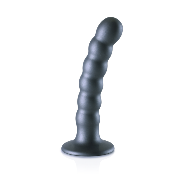 Dildo en silicone avec perles pour le point G - 5'' / 13 cm - Gunmetal