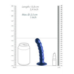 Dildo en silicone G-spot perlé - 5'' / 13 cm - Bleu métallique