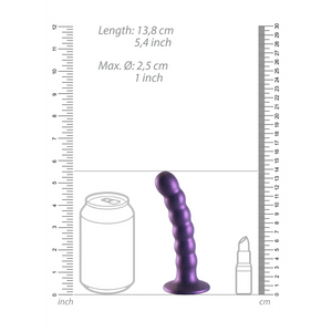 Dildo en silicone G-spot à perles - 5'' / 13 cm - Violet métallique