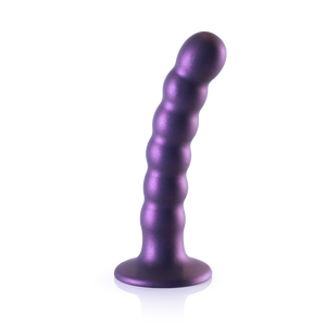 Dildo en silicone G-spot à perles - 5'' / 13 cm - Violet métallique