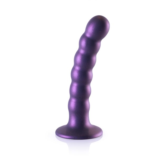Dildo en silicone G-spot à perles - 5'' / 13 cm - Violet métallique