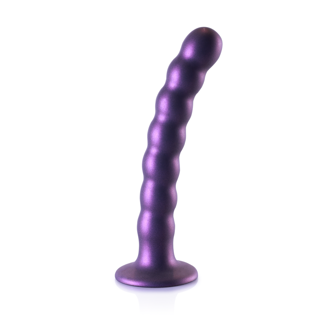 Dildo en silicone G-Spot perlé - 6.5'' / 16,5 cm - Violet métallisé