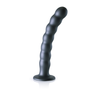 Dildo en silicone pour G-Spot avec perles - 8'' / 20,5 cm - Gunmetal