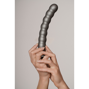 Dildo en silicone pour point G à perles - 8'' / 20,5 cm - Bleu métallique