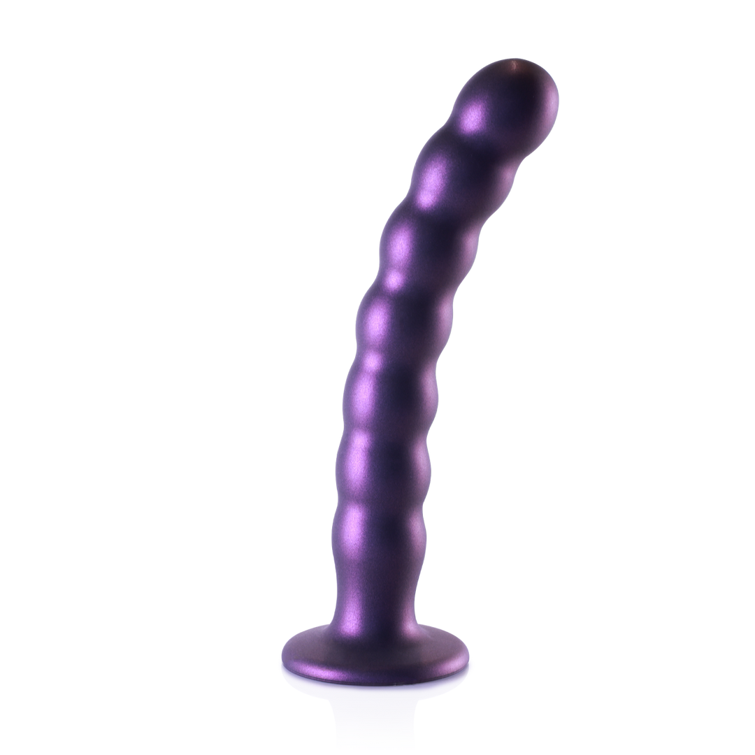 Dildo en silicone G-Spot perlé - 8'' / 20,5 cm - Violet métallisé