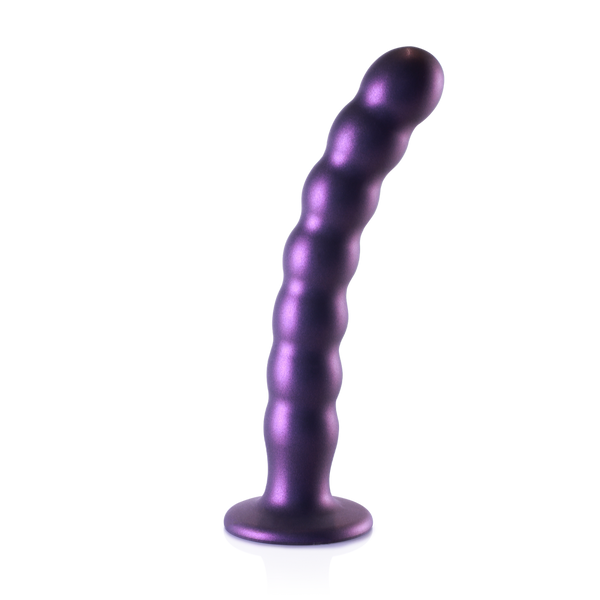 Dildo en silicone G-Spot perlé - 8'' / 20,5 cm - Violet métallisé