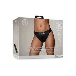 String vibrant avec sangles de fessier amovibles - M/L - Noir