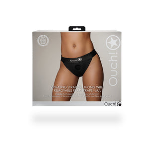 String vibrant avec sangles de fessier amovibles - M/L - Noir