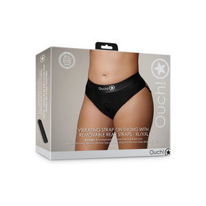 String Vibrant avec Sangles de Fessier Amovibles - XL/XXL - Noir
