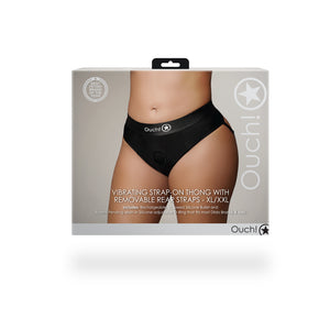 String Vibrant avec Sangles de Fessier Amovibles - XL/XXL - Noir