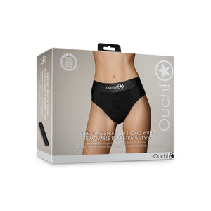 String vibrant avec sangles de fesses amovibles - XS/S - Noir