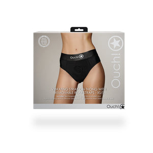 String vibrant avec sangles de fesses amovibles - XS/S - Noir