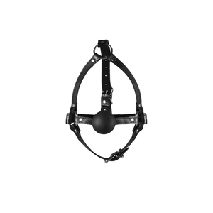 Harnais de tête avec boule de gag solide - Noir
