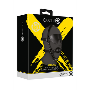 Harnais de tête masqué avec boule en silicone solide - Noir