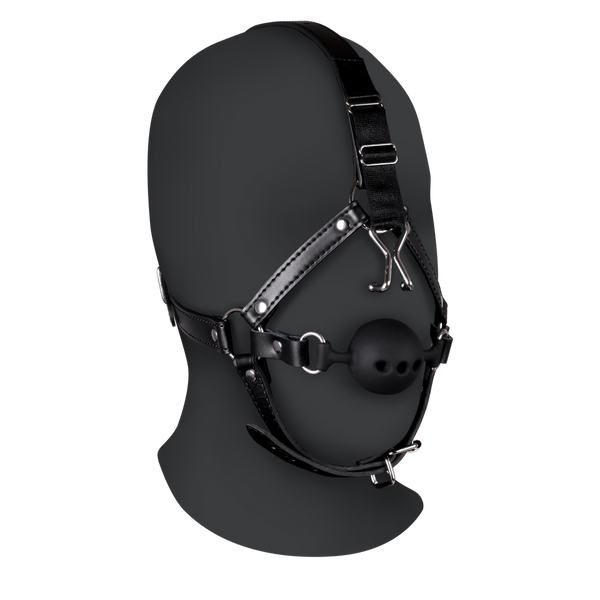 Harnais de tête avec balle respirante et crochets de nez - Noir