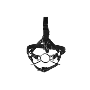 Harnais de tête avec spider gag et crochets de nez - Noir