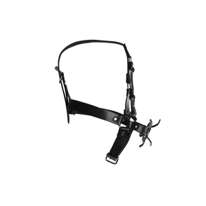 Harnais de tête avec spider gag et crochets de nez - Noir