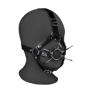 Harnais de tête avec spider gag et crochets de nez - Noir