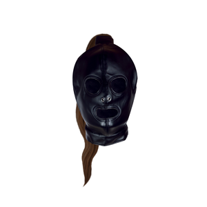 Masque avec queue de cheval brune - noir