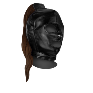 Masque avec queue de cheval brune - noir