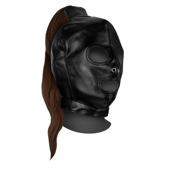 Masque avec queue de cheval brune - noir