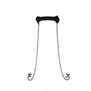 Gag en silicone avec pinces à tétons - Noir