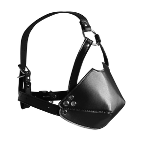 Harnais de tête avec couvre-bouche et boule en silicone - Noir
