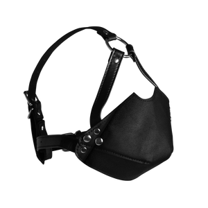 Harnais de tête avec couverture buccale et boule en silicone respirante - Noir