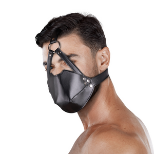 Harnais de tête avec couverture buccale et boule en silicone respirante - Noir