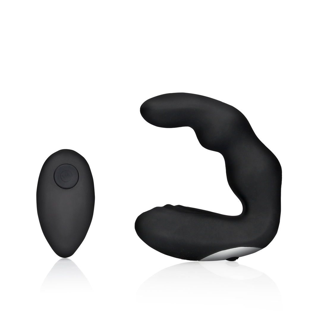 Masseur prostatique vibrant courbé avec télécommande - Noir