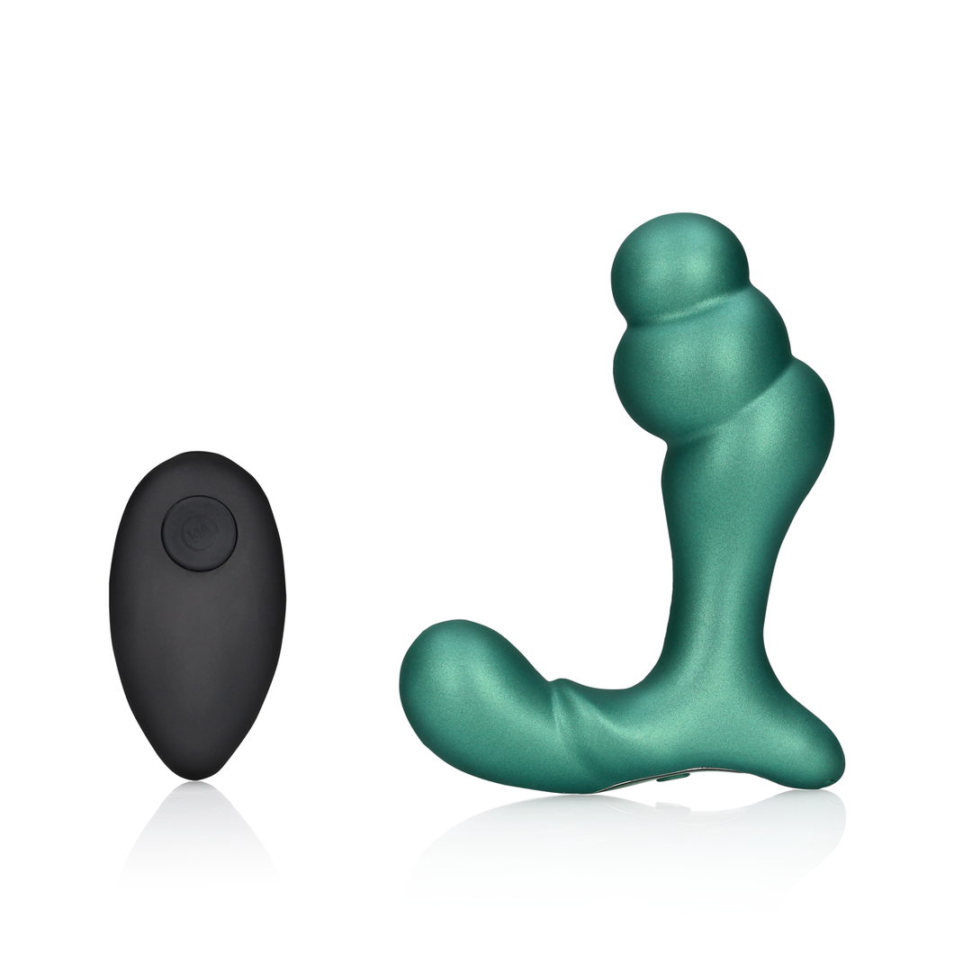 Masseur de Prostate Vibrant Empilé avec Télécommande - Vert Métallique