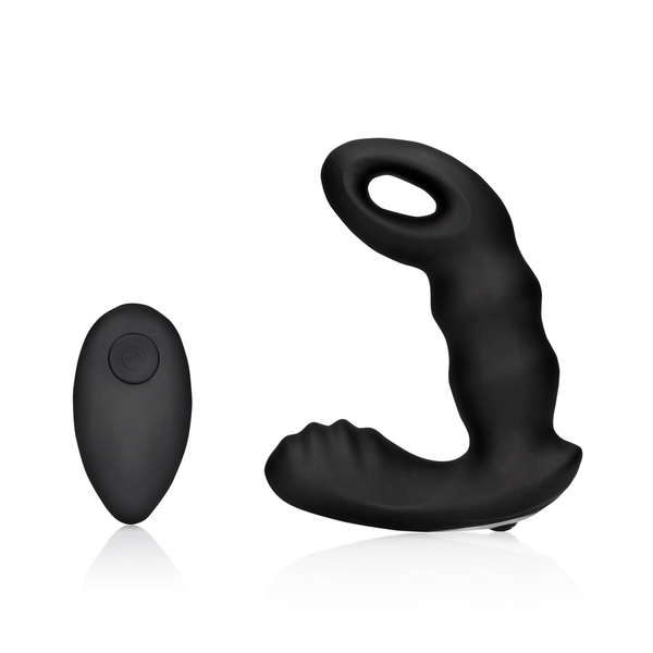 Masseur prostatique vibrant à perles avec télécommande - Noir