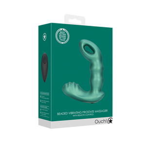 Masseur de Prostate Vibrant à Perles avec Télécommande - Vert Métallique
