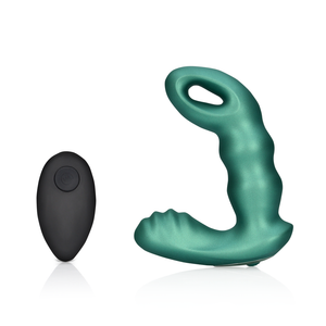 Masseur de Prostate Vibrant à Perles avec Télécommande - Vert Métallique