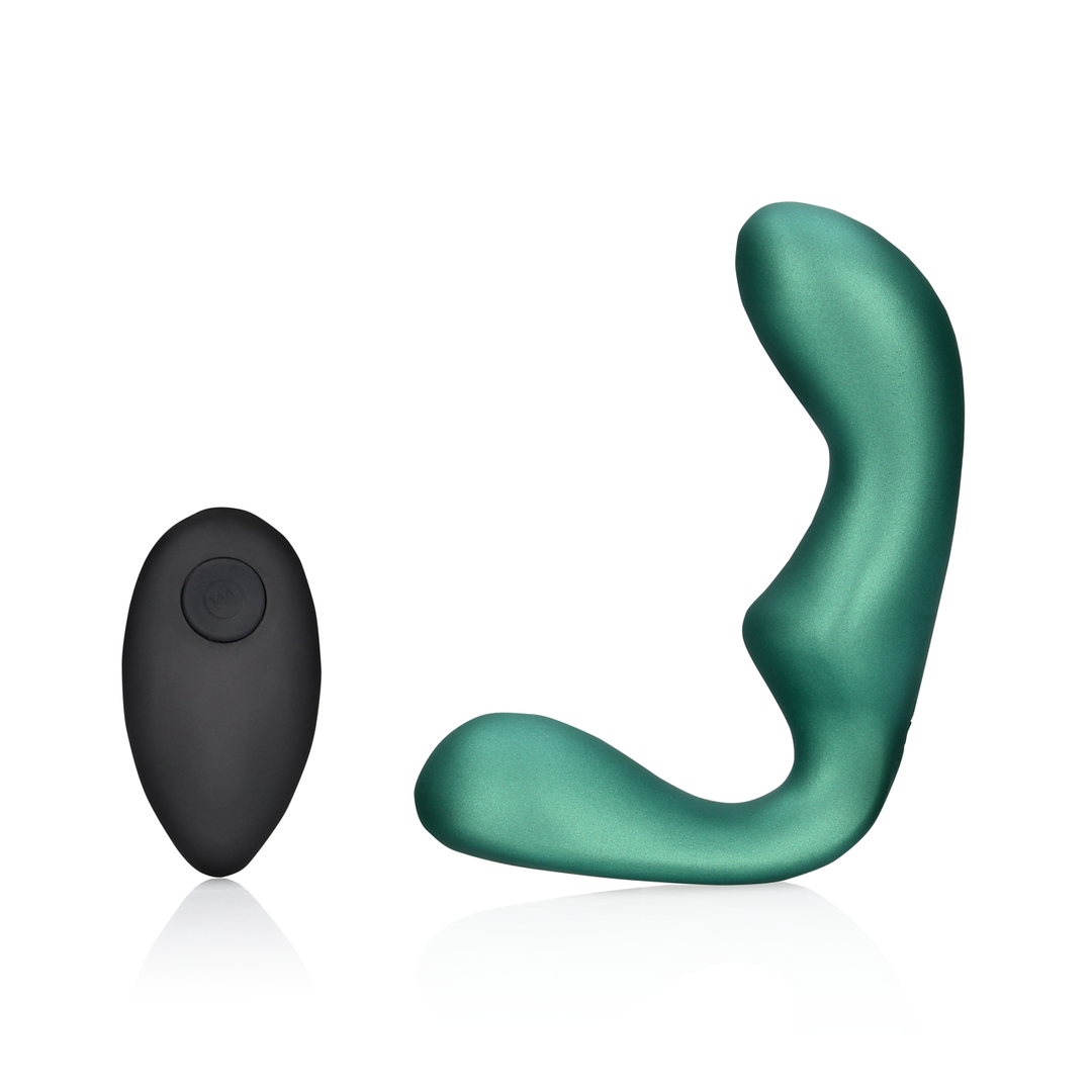 Masseur de Prostate Vibrant Pointu avec Télécommande - Vert Métallique
