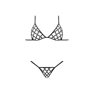 Orthia - Ensemble Réseau Immitation Sexy avec Soutien-gorge et G-String - 2X