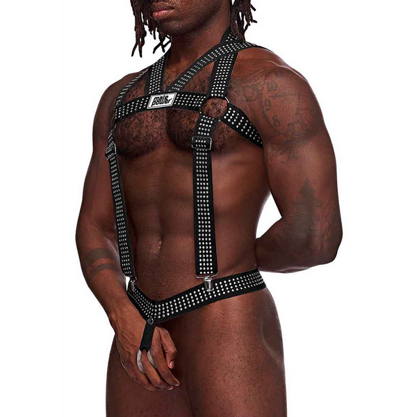 Harnais Élastique avec Clous - Taille Unique - Noir