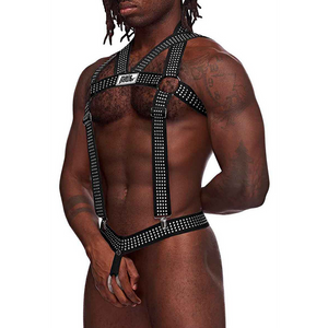 Harnais Élastique avec Clous - Taille Unique - Noir