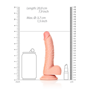 Dildo réaliste courbé avec boules et ventouse - 7 / 18 cm