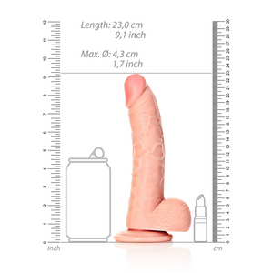 Dildo courbe réaliste avec boules et ventouse - 8 / 20,5 cm