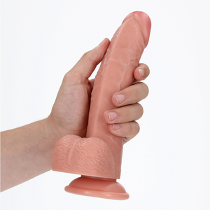Dildo courbe réaliste avec boules et ventouse - 8 / 20,5 cm