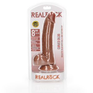 Dildo courbé réaliste avec boules et ventouse - 8 / 20,5 cm