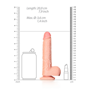 Dildo réaliste droit avec boules et ventouse - 7 / 18 cm