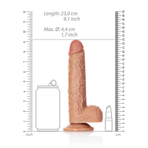 Dildo réaliste droit avec boules et ventouse - 8 / 20,5 cm
