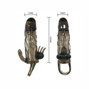 Baile – Couvre-pénis brave man avec stimulation clito et anal double bullet noir 16.5 cm